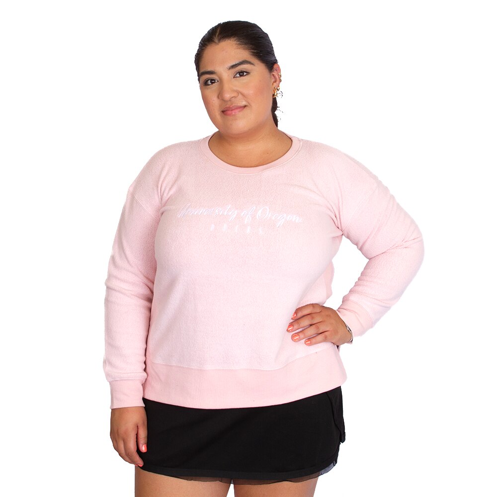 Ducks Spirit, Camp David, Pink, Pullover, Cotton Blend, Women, Embordered design, University of Oregon, Sweatshirt, 838513